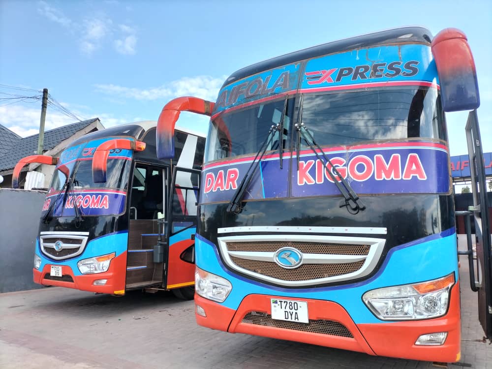 Aifola Express bus parked at the station