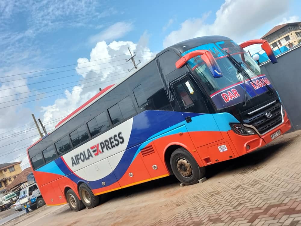 Aifola Express bus parked at the station