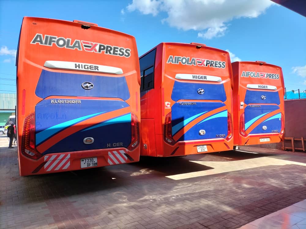 Aifola Express bus parked at the station