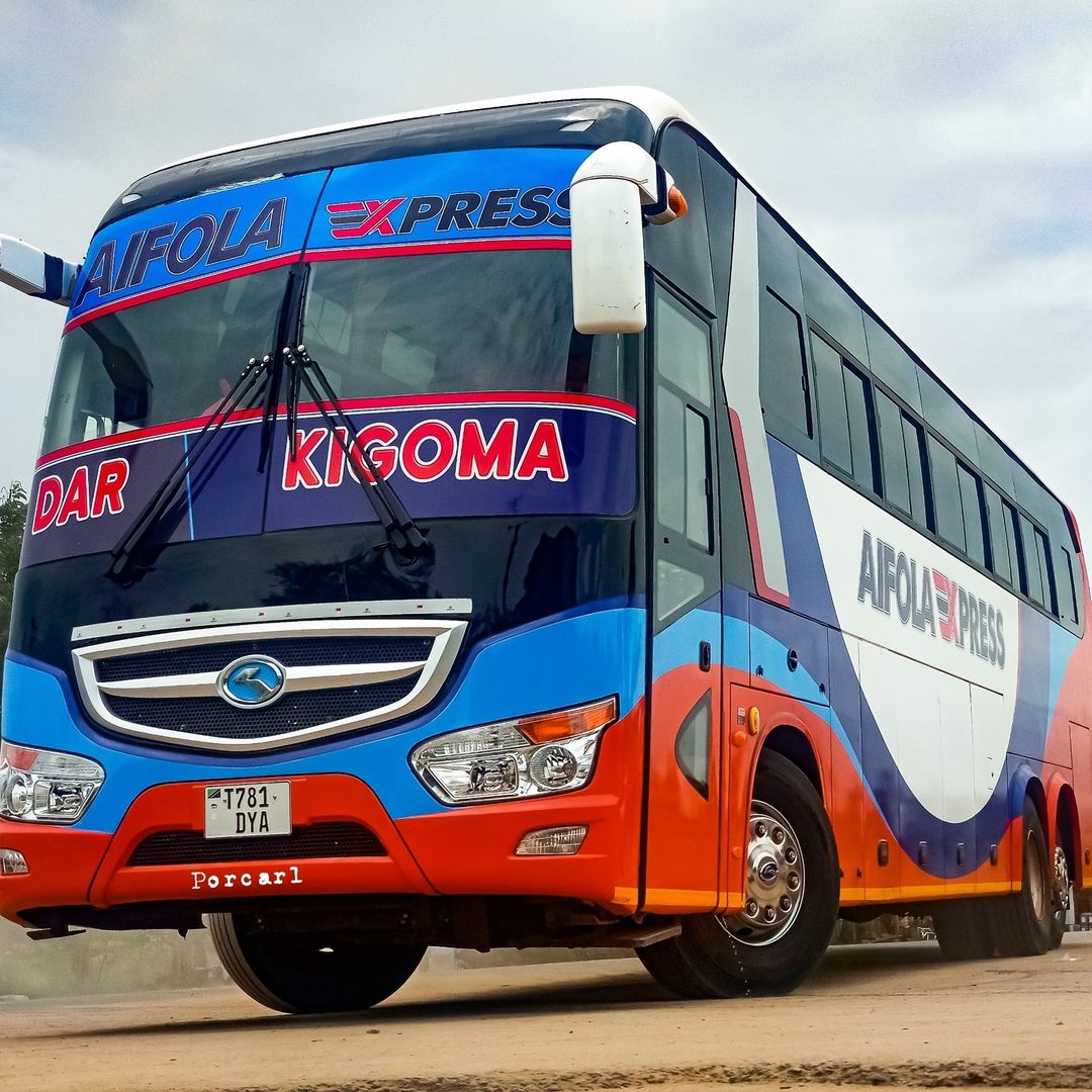 Aifola Express bus parked at the station